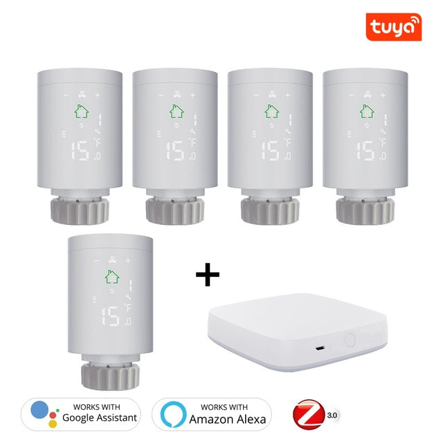 Tuya ZigBee3.0 Smart Radiator Actuator Programmable Thermostatic Radiator Valve Temperature Controller Voice Control via Alexa