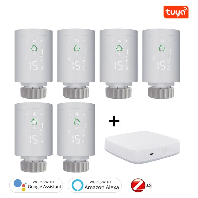 Tuya ZigBee3.0 Smart Radiator Actuator Programmable Thermostatic Radiator Valve Temperature Controller Voice Control via Alexa