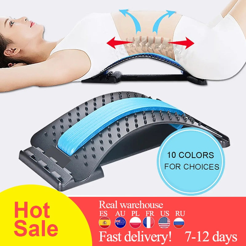 1pc Back Stretch Equipment Massager Magic Stretcher Fitness Lumbar Support Relaxation Spine Pain Relief  Massageador